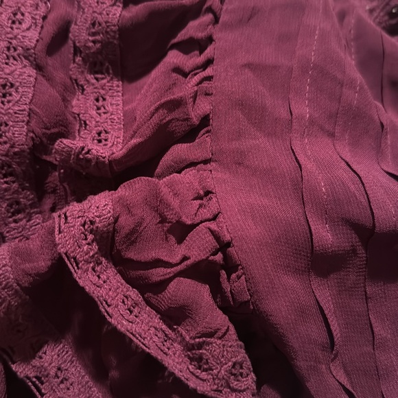 FARM RIO Burgundy Ruffle Blouse XL - Picture 8 of 9